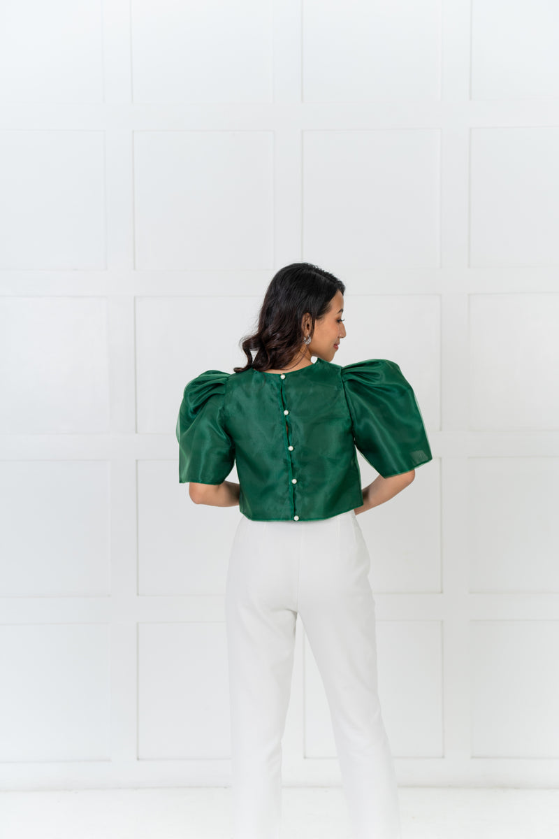 [NEW VERSION] Gabriela Filipiniana Top - Emerald Green with Rhinestone