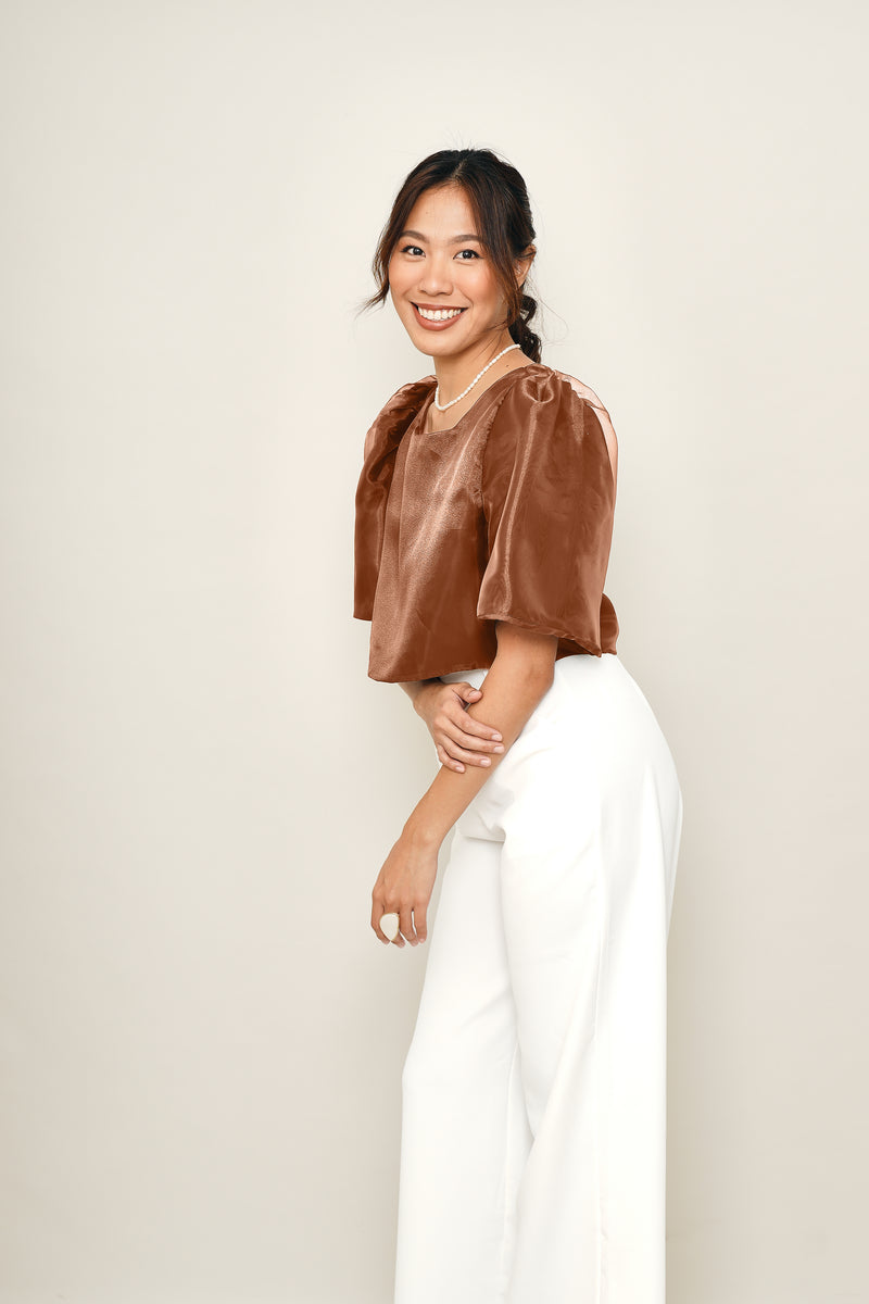 Eva Filipiniana Top - Bronze Plain