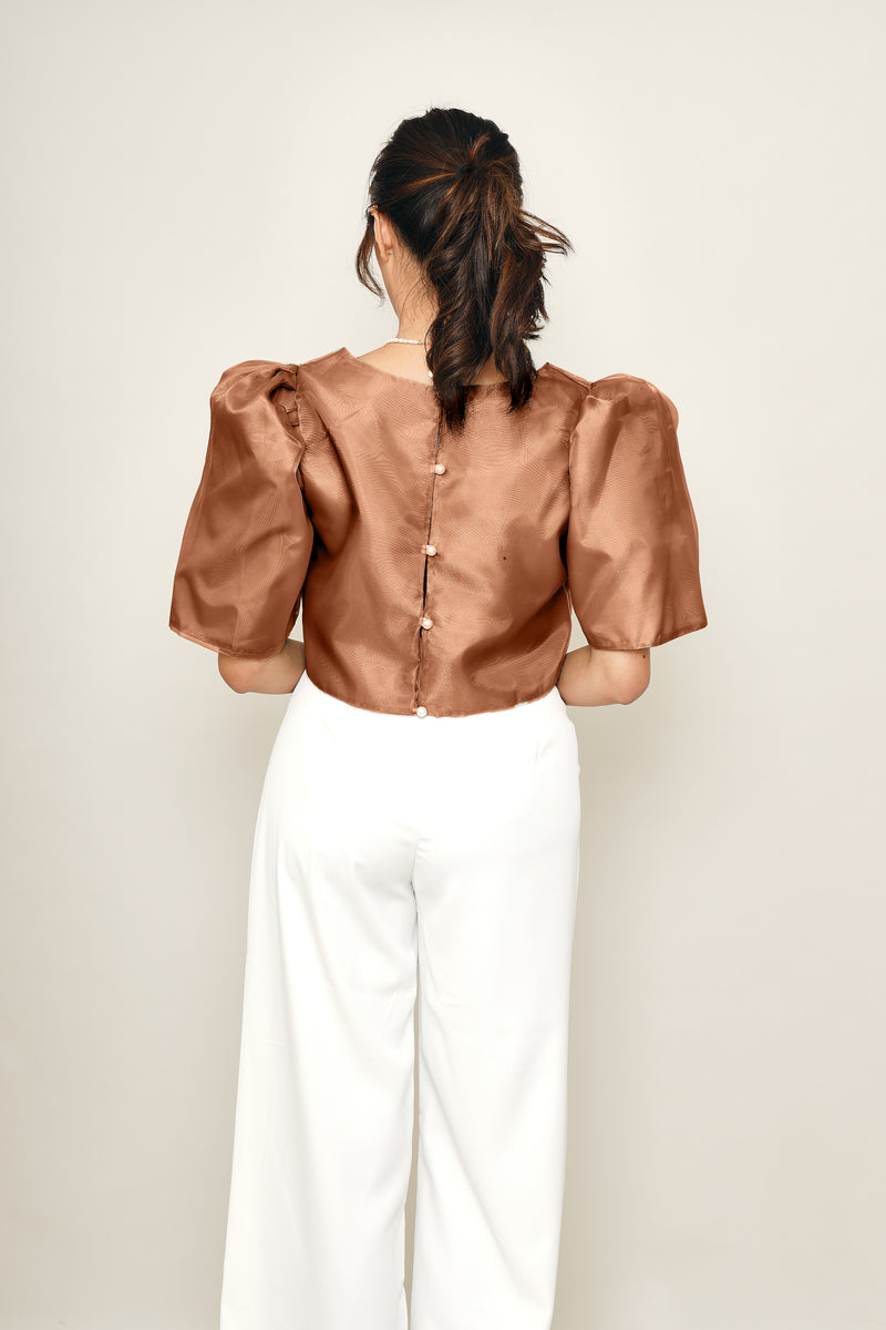 Eva Filipiniana Top - Bronze Plain