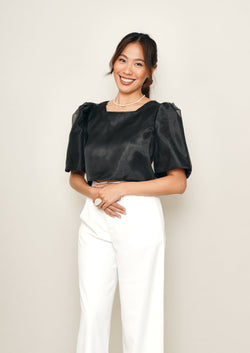 Eva Filipiniana Top - Black Plain