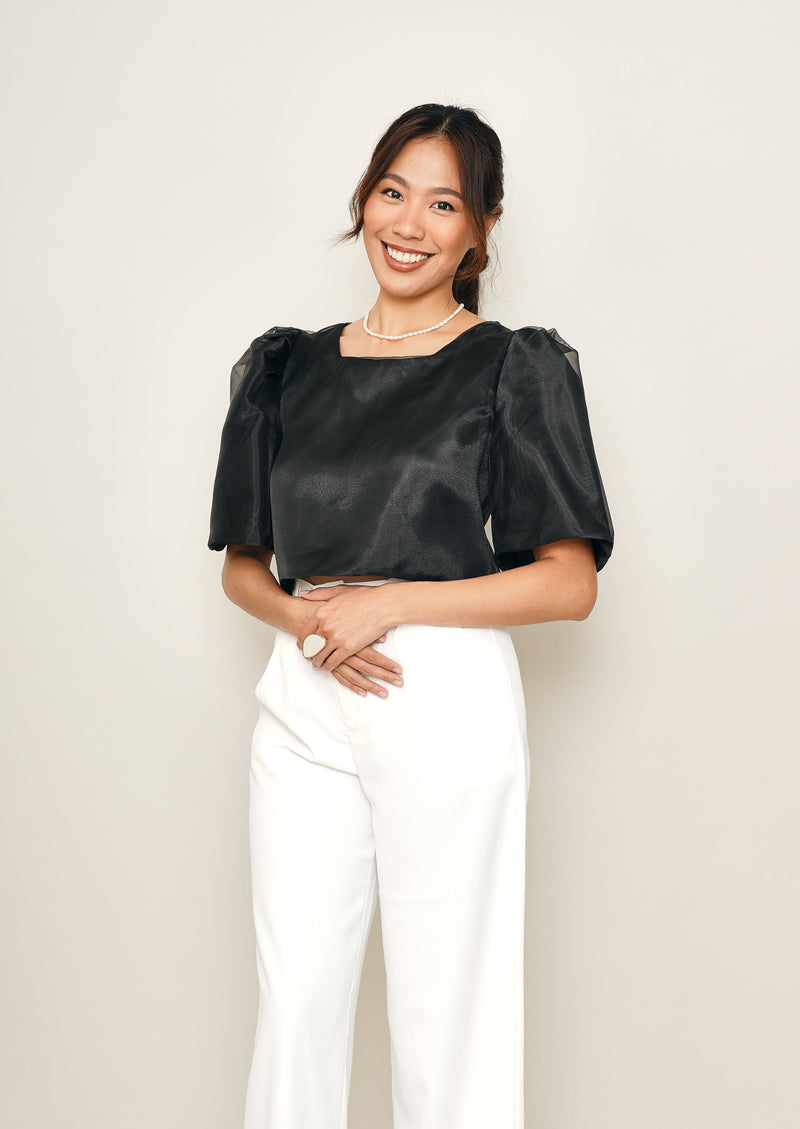 Eva Filipiniana Top - Black Plain