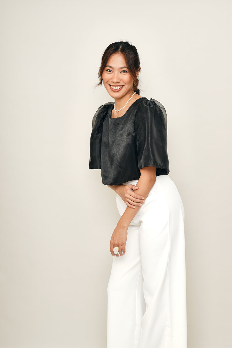 Eva Filipiniana Top - Black Plain