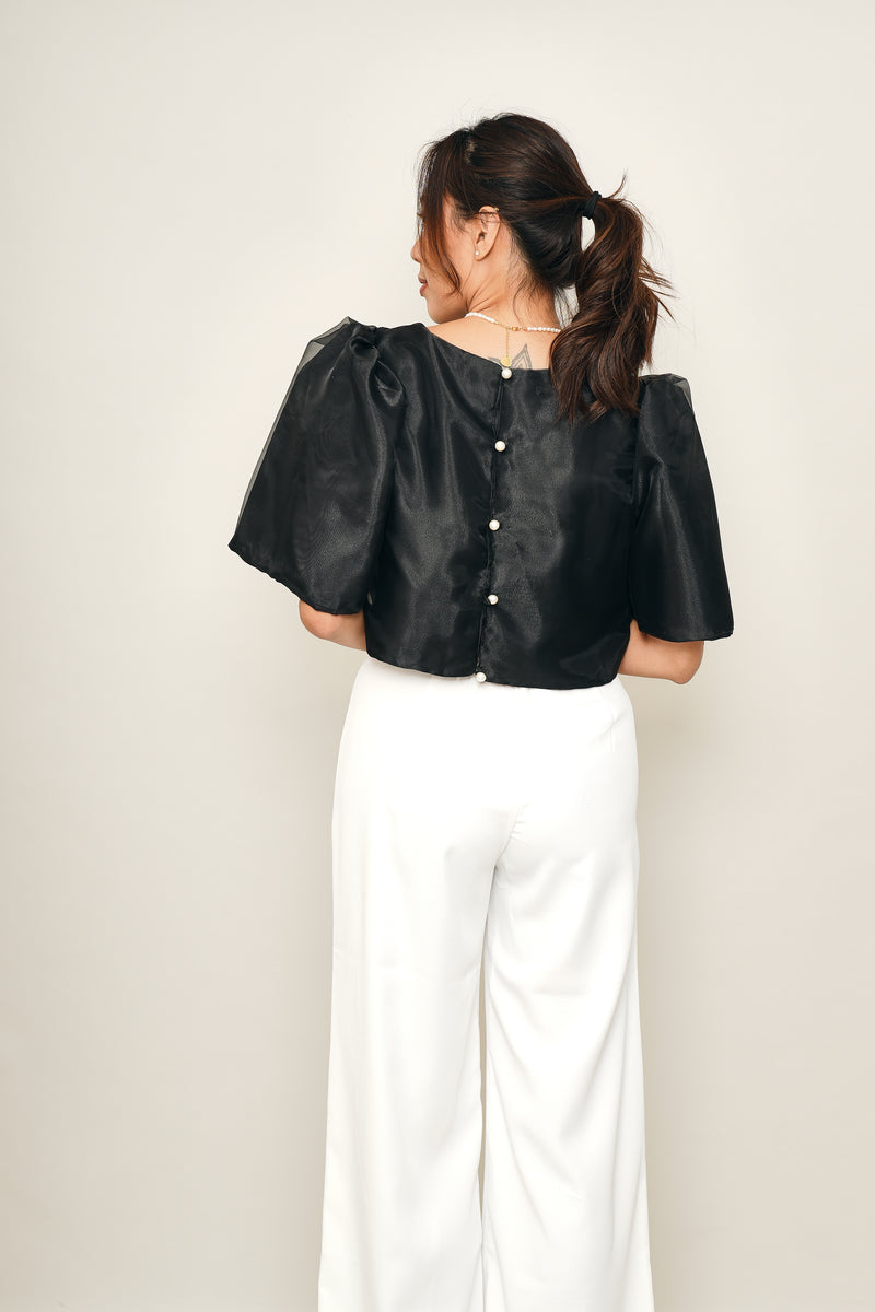 Eva Filipiniana Top - Black Plain