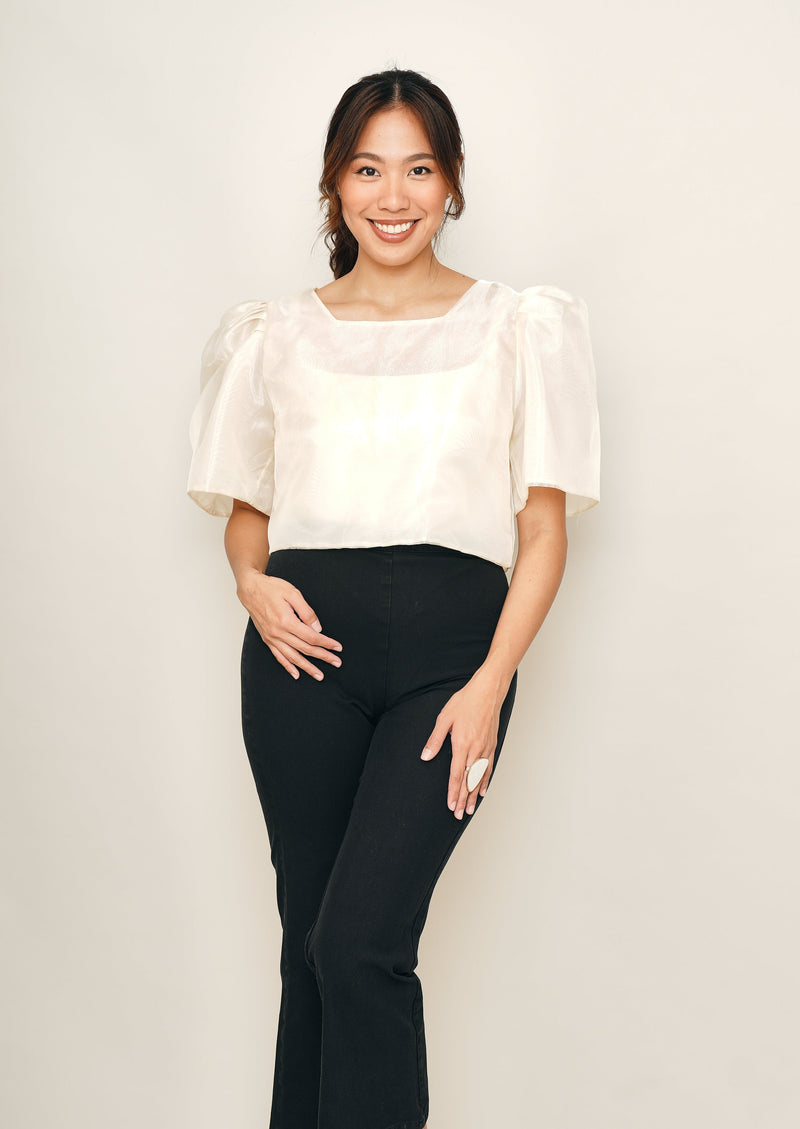 Eva Filipiniana Top - Cream Plain