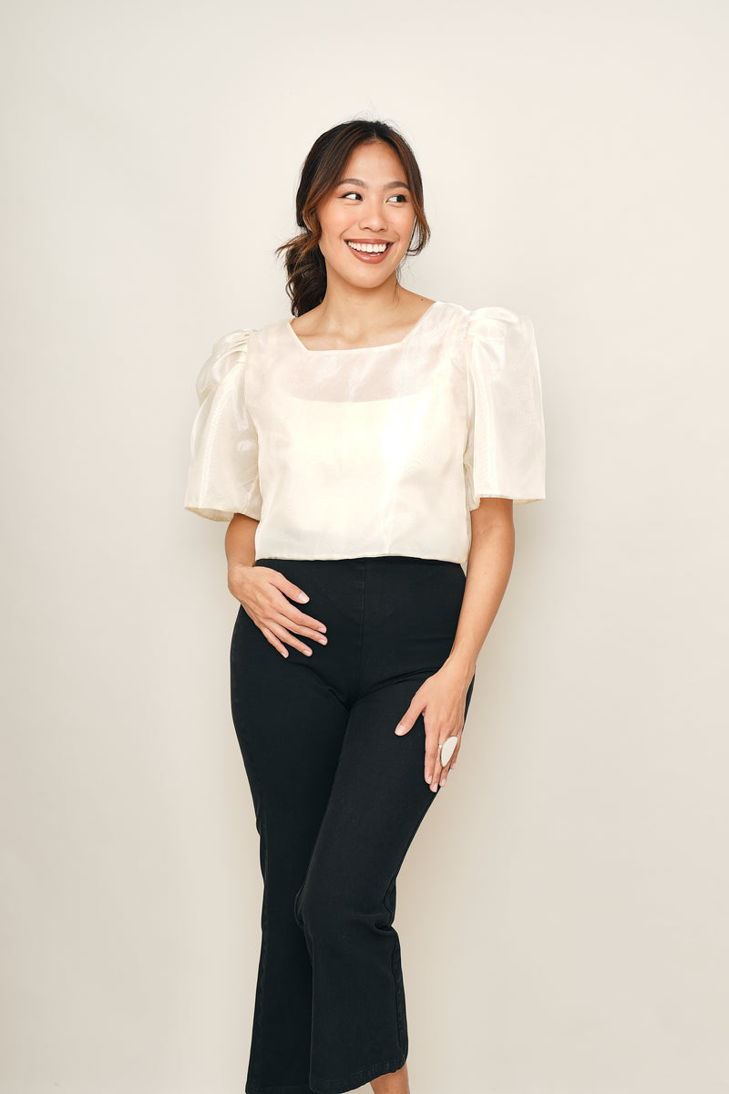 Eva Filipiniana Top - Cream Plain