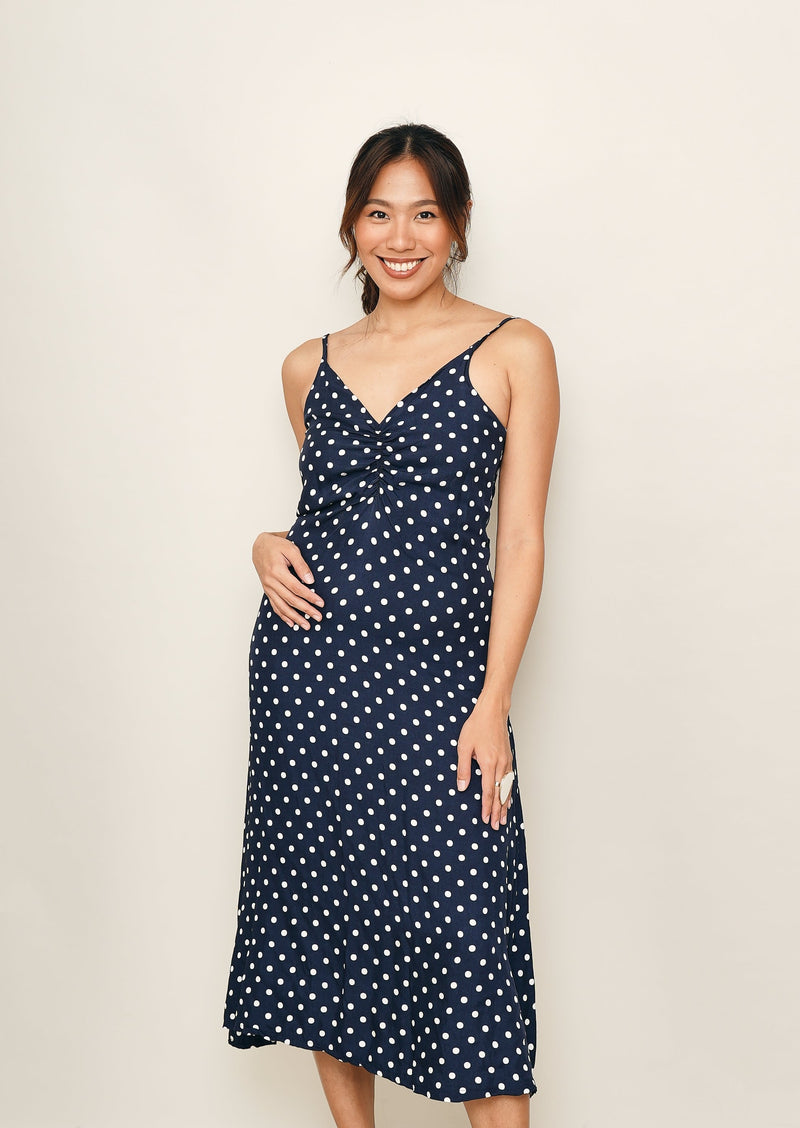 Maxine Maxi Dress - Blue Polka