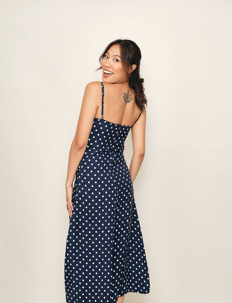 Maxine Maxi Dress - Blue Polka