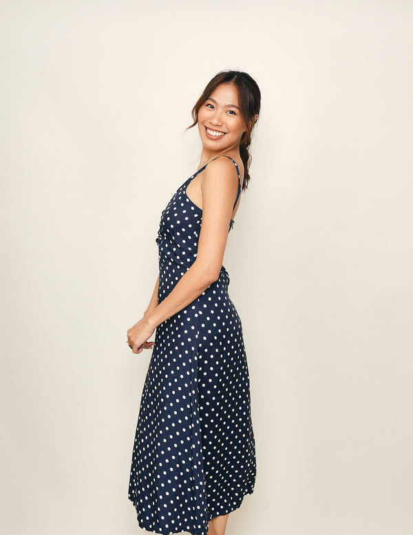 Maxine Maxi Dress - Blue Polka