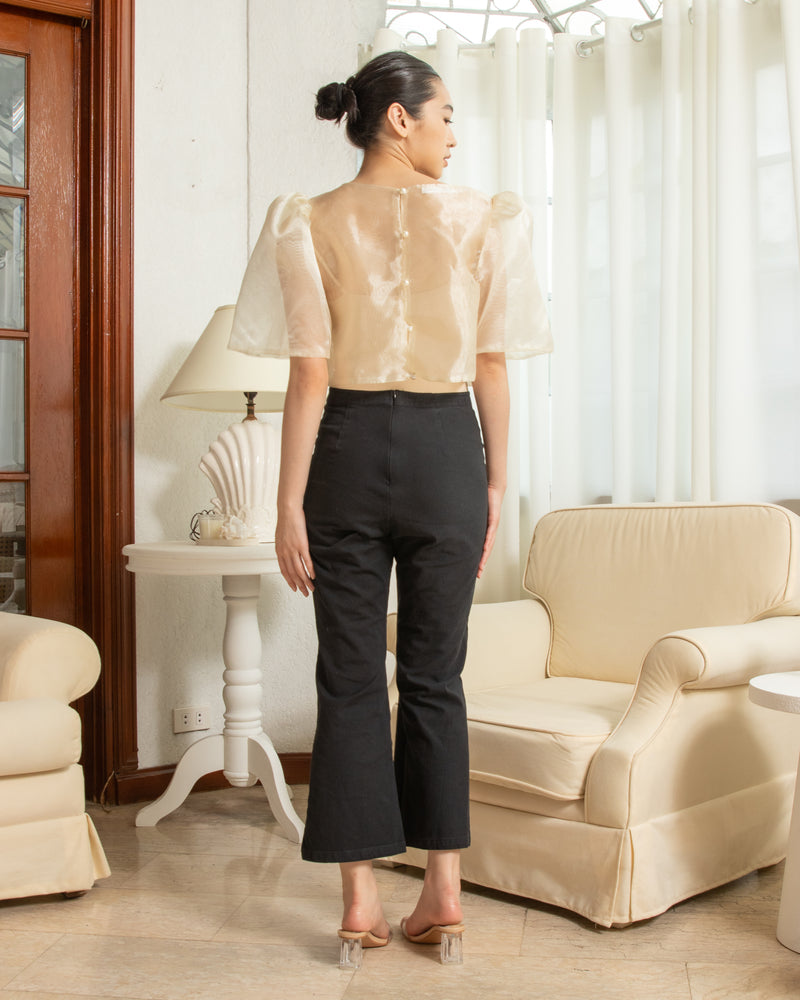 Eva Filipiniana Top - Cream with Pearl