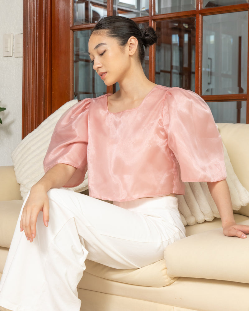 Eva Filipiniana Top - Baby Pink Plain