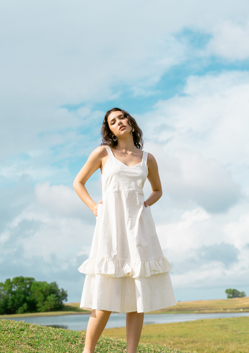 Ilka 2-way Dress - White X Black Ribbon
